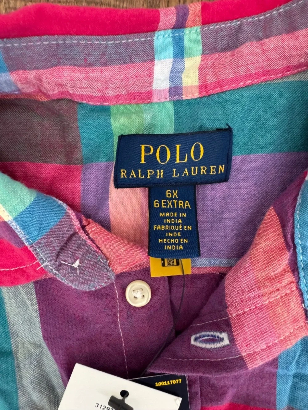 NWT Polo Ralph Lauren Cotton Madras Shirtdress Plaid Collared Tie Belt Size 6X